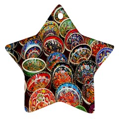 Colorful Oriental Bowls On Local Market In Turkey Star Ornament (two Sides) by BangZart