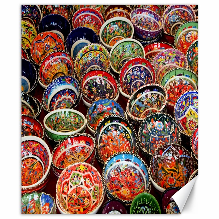 Colorful Oriental Bowls On Local Market In Turkey Canvas 8  x 10 