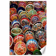 Colorful Oriental Bowls On Local Market In Turkey Canvas 12  X 18   by BangZart