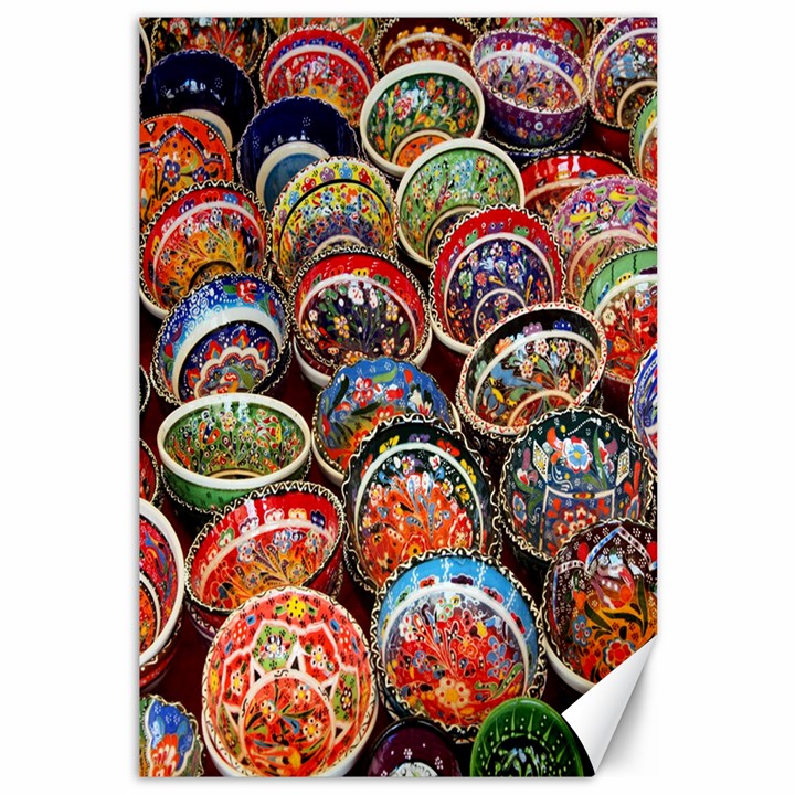 Colorful Oriental Bowls On Local Market In Turkey Canvas 12  x 18  