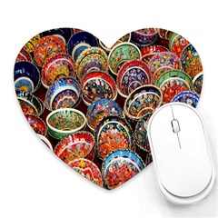 Colorful Oriental Bowls On Local Market In Turkey Heart Mousepads by BangZart