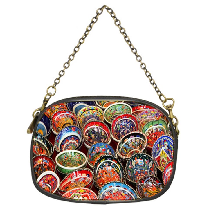 Colorful Oriental Bowls On Local Market In Turkey Chain Purses (Two Sides) 