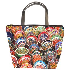 Colorful Oriental Bowls On Local Market In Turkey Bucket Bags by BangZart