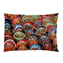 Colorful Oriental Bowls On Local Market In Turkey Pillow Case by BangZart