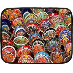 Colorful Oriental Bowls On Local Market In Turkey Double Sided Fleece Blanket (mini)  by BangZart