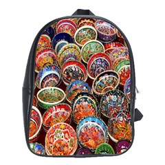 Colorful Oriental Bowls On Local Market In Turkey School Bags(large)  by BangZart