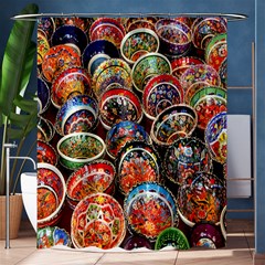 Colorful Oriental Bowls On Local Market In Turkey Shower Curtain 60  X 72  (medium)  by BangZart