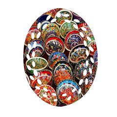 Colorful Oriental Bowls On Local Market In Turkey Oval Filigree Ornament (two Sides) by BangZart