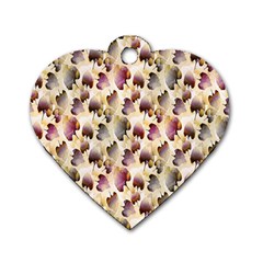 Random Leaves Pattern Background Dog Tag Heart (one Side) by BangZart