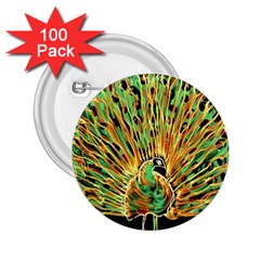 Unusual Peacock Drawn With Flame Lines 2 25  Buttons (100 Pack)  by BangZart