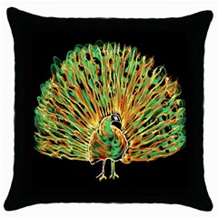 Unusual Peacock Drawn With Flame Lines Throw Pillow Case (black) by BangZart