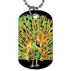 Unusual Peacock Drawn With Flame Lines Dog Tag (two Sides)