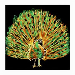 Unusual Peacock Drawn With Flame Lines Medium Glasses Cloth by BangZart