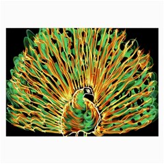 Unusual Peacock Drawn With Flame Lines Large Glasses Cloth (2-side) by BangZart