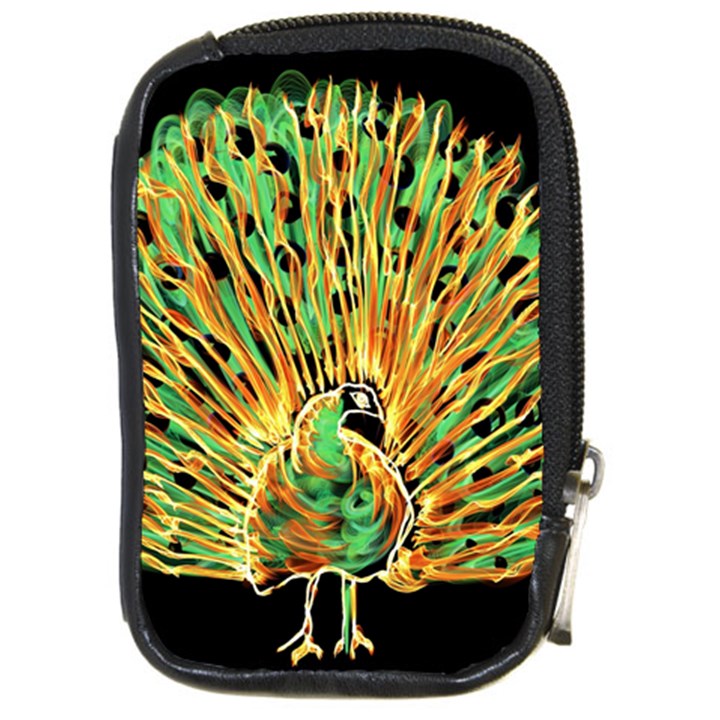 Unusual Peacock Drawn With Flame Lines Compact Camera Cases