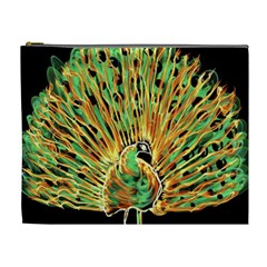 Unusual Peacock Drawn With Flame Lines Cosmetic Bag (xl) by BangZart