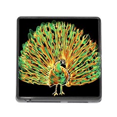 Unusual Peacock Drawn With Flame Lines Memory Card Reader (square) by BangZart