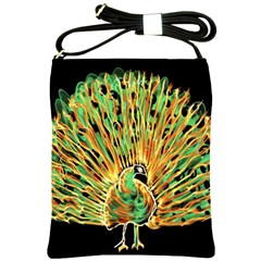 Unusual Peacock Drawn With Flame Lines Shoulder Sling Bags by BangZart