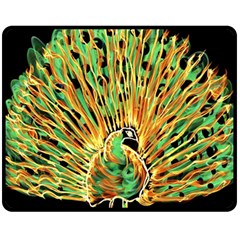 Unusual Peacock Drawn With Flame Lines Fleece Blanket (medium)  by BangZart