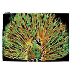 Unusual Peacock Drawn With Flame Lines Cosmetic Bag (xxl)  by BangZart