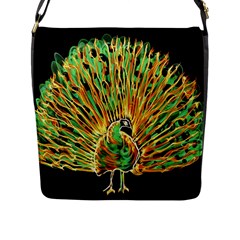 Unusual Peacock Drawn With Flame Lines Flap Messenger Bag (l)  by BangZart