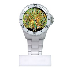 Unusual Peacock Drawn With Flame Lines Plastic Nurses Watch by BangZart