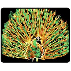 Unusual Peacock Drawn With Flame Lines Double Sided Fleece Blanket (medium)  by BangZart