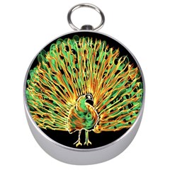 Unusual Peacock Drawn With Flame Lines Silver Compasses by BangZart