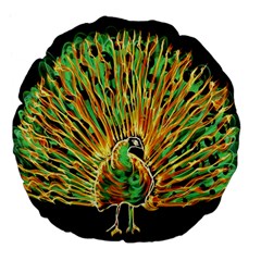 Unusual Peacock Drawn With Flame Lines Large 18  Premium Flano Round Cushions by BangZart