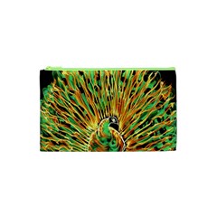 Unusual Peacock Drawn With Flame Lines Cosmetic Bag (xs) by BangZart