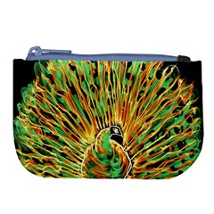 Unusual Peacock Drawn With Flame Lines Large Coin Purse by BangZart