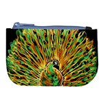 Unusual Peacock Drawn With Flame Lines Large Coin Purse Front