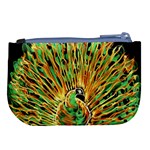 Unusual Peacock Drawn With Flame Lines Large Coin Purse Back