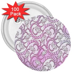 Floral Pattern Background 3  Buttons (100 Pack)  by BangZart