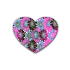 Floral Pattern Background Rubber Coaster (heart)  by BangZart