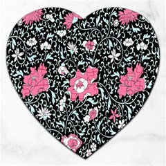 Oriental Style Floral Pattern Background Wallpaper Jigsaw Puzzle (heart) by BangZart