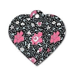 Oriental Style Floral Pattern Background Wallpaper Dog Tag Heart (one Side) by BangZart