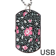 Oriental Style Floral Pattern Background Wallpaper Dog Tag Usb Flash (two Sides) by BangZart