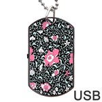 Oriental Style Floral Pattern Background Wallpaper Dog Tag USB Flash (Two Sides) Front