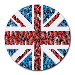 Fun And Unique Illustration Of The Uk Union Jack Flag Made Up Of Cartoon Ladybugs Round Mousepads by BangZart