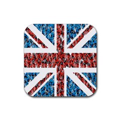 Fun And Unique Illustration Of The Uk Union Jack Flag Made Up Of Cartoon Ladybugs Rubber Coaster (square)  by BangZart