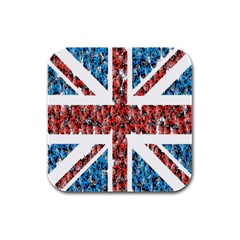 Fun And Unique Illustration Of The Uk Union Jack Flag Made Up Of Cartoon Ladybugs Rubber Square Coaster (4 Pack)  by BangZart