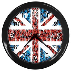 Fun And Unique Illustration Of The Uk Union Jack Flag Made Up Of Cartoon Ladybugs Wall Clocks (black) by BangZart