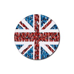 Fun And Unique Illustration Of The Uk Union Jack Flag Made Up Of Cartoon Ladybugs Rubber Round Coaster (4 Pack)  by BangZart