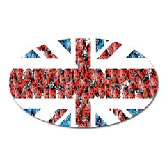 Fun And Unique Illustration Of The Uk Union Jack Flag Made Up Of Cartoon Ladybugs Oval Magnet by BangZart