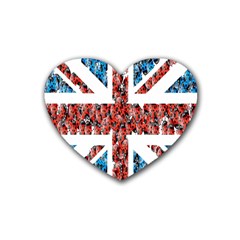 Fun And Unique Illustration Of The Uk Union Jack Flag Made Up Of Cartoon Ladybugs Heart Coaster (4 Pack)  by BangZart