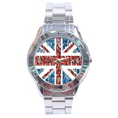 Fun And Unique Illustration Of The Uk Union Jack Flag Made Up Of Cartoon Ladybugs Stainless Steel Analogue Watch by BangZart