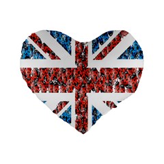 Fun And Unique Illustration Of The Uk Union Jack Flag Made Up Of Cartoon Ladybugs Standard 16  Premium Flano Heart Shape Cushions by BangZart