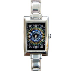 Stained Glass Rose Window In France s Strasbourg Cathedral Rectangle Italian Charm Watch by BangZart