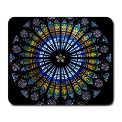 Stained Glass Rose Window In France s Strasbourg Cathedral Large Mousepads by BangZart